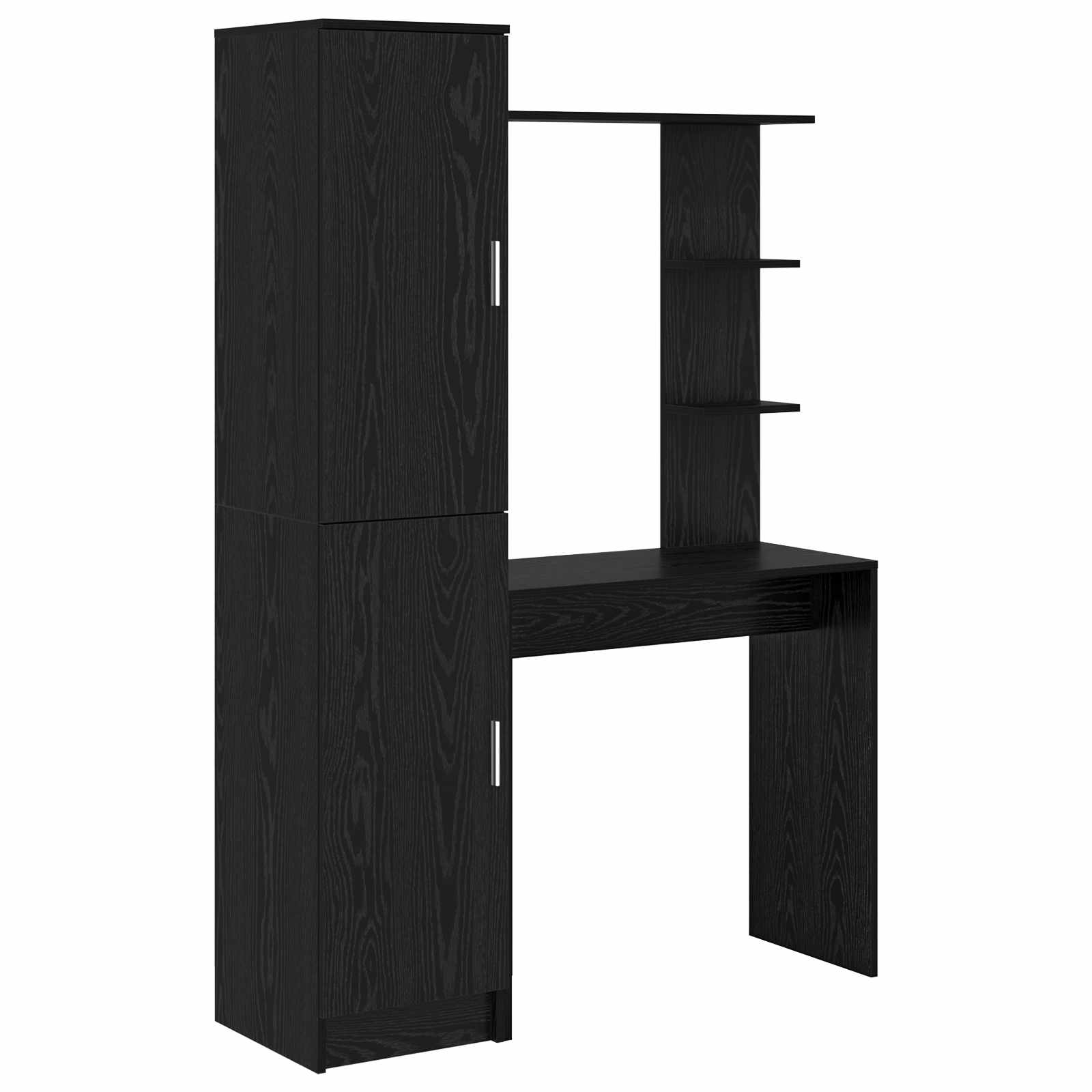 Bureau avec étagère avec stockage 2 pièces Chêne noir