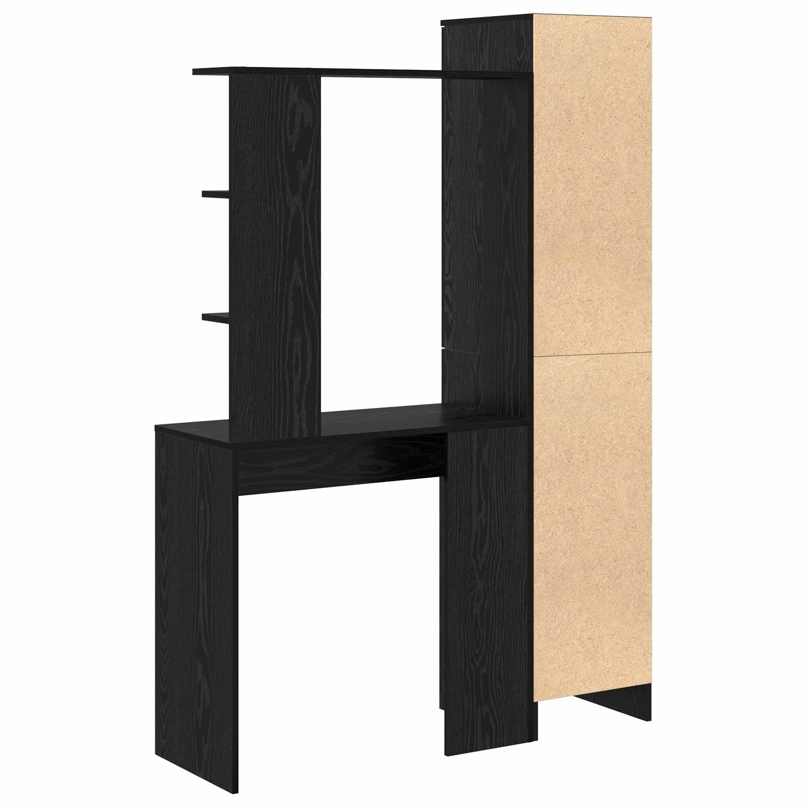 Bureau avec étagère avec stockage 2 pièces Chêne noir