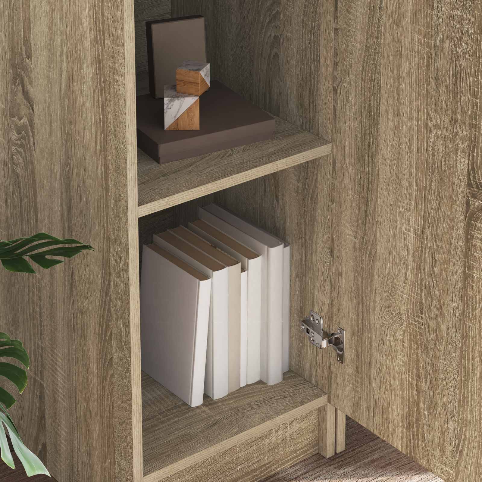 Bureau avec étagère avec stockage 2 pièces Chêne Sonoma