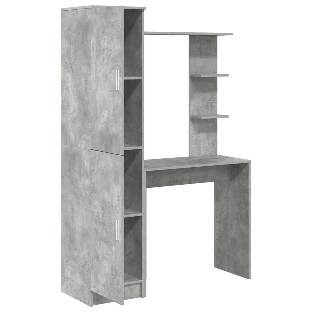 Bureau avec rangement 2 pcs Gris béton 78.5 x 37 x 154.5 cm