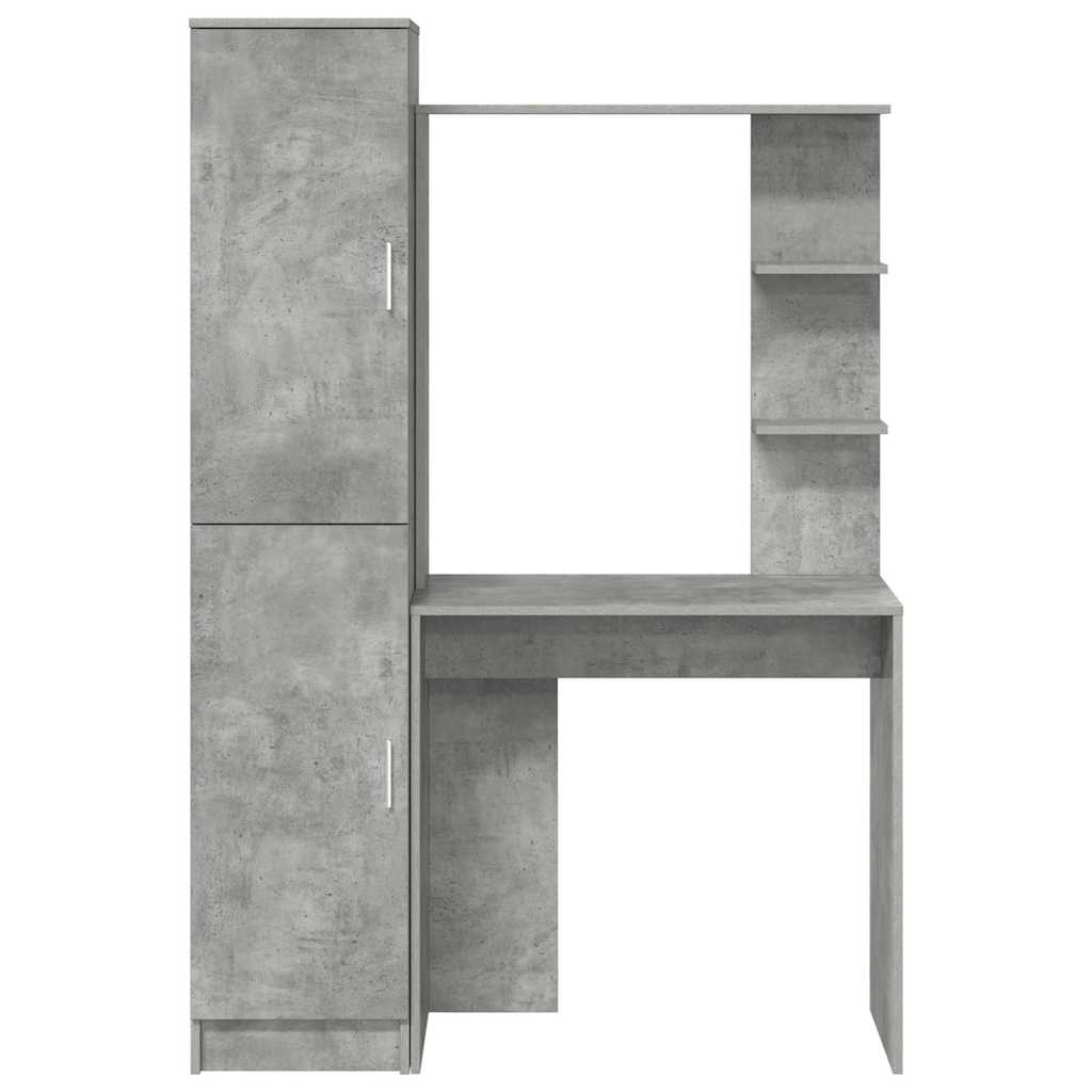 Bureau avec rangement 2 pcs Gris béton 78.5 x 37 x 154.5 cm