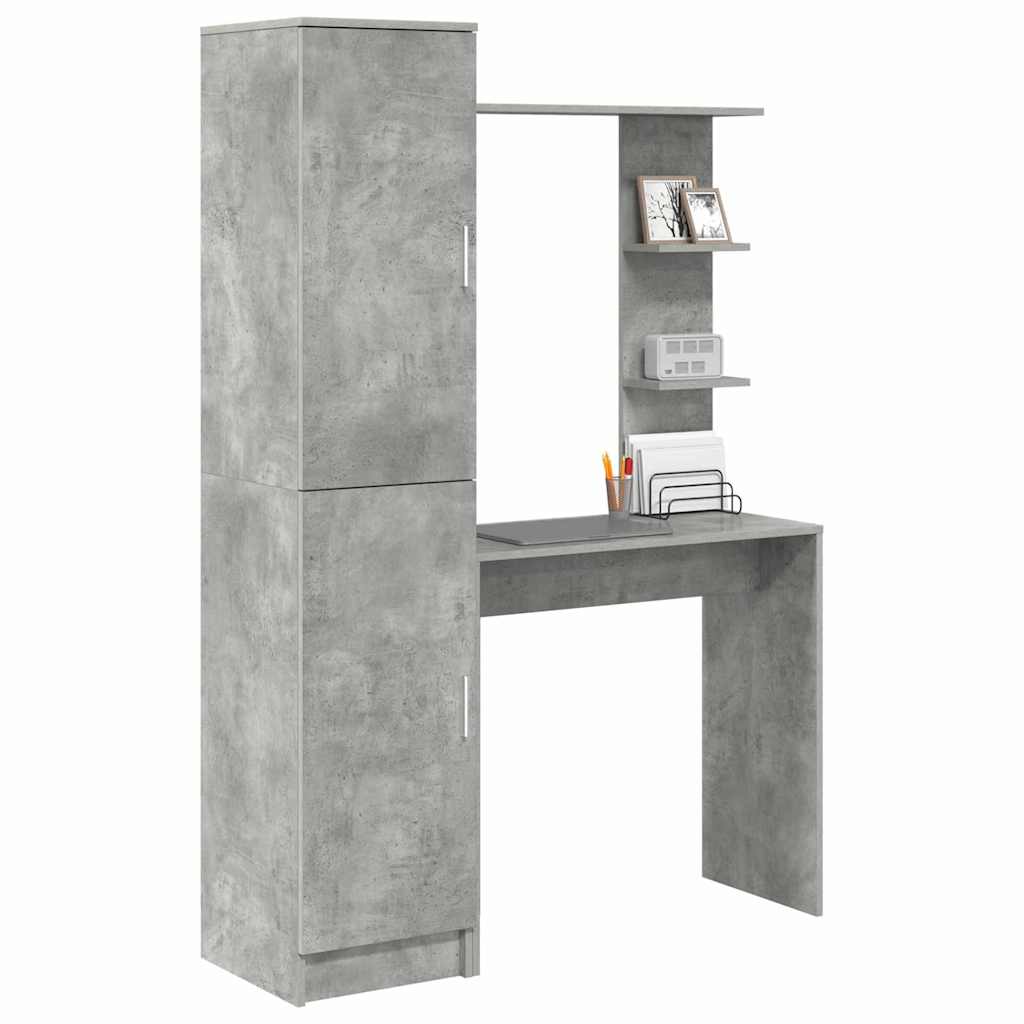 Bureau avec rangement 2 pcs Gris béton 78.5 x 37 x 154.5 cm