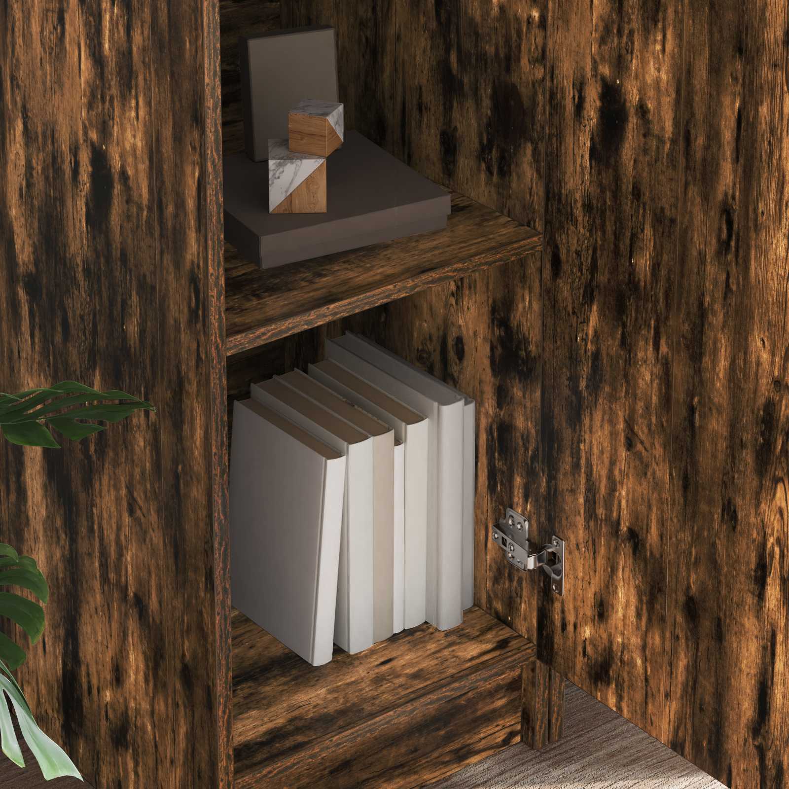 Bureau avec étagère avec stockage 2 pièces Chêne fumé