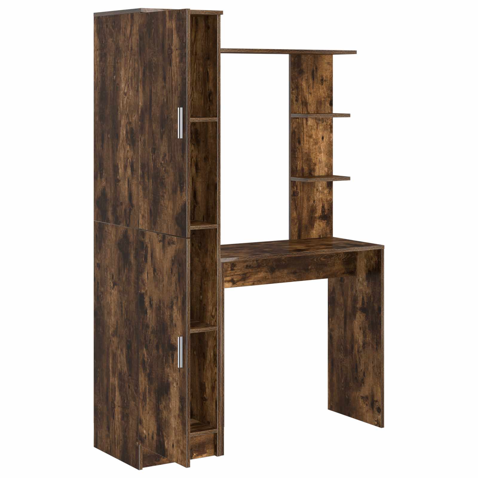 Bureau avec étagère avec stockage 2 pièces Chêne fumé