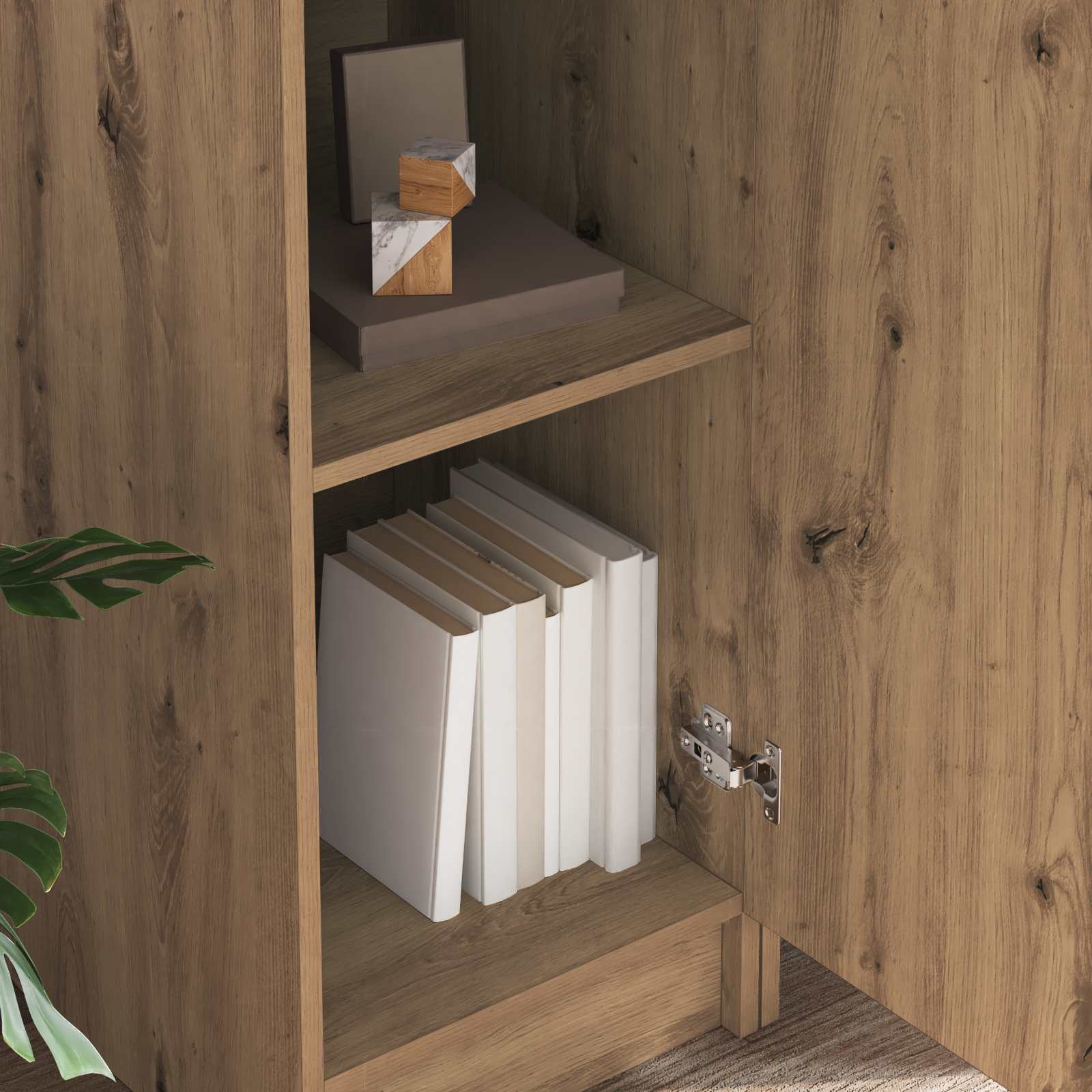 Bureau avec étagère avec stockage 2 pièces Chêne artisanal