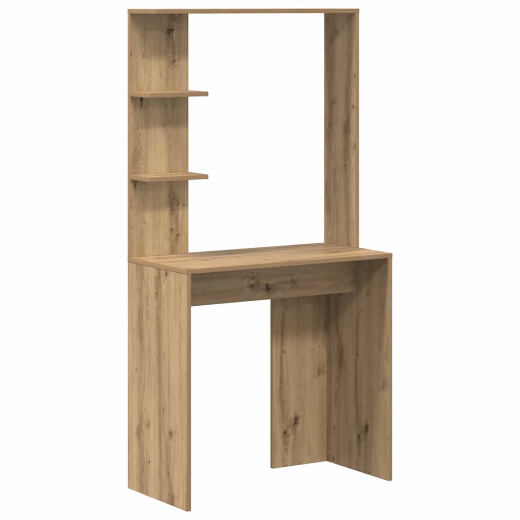 Bureau avec rangement avec étagère 2 pcs chêne artisanal
