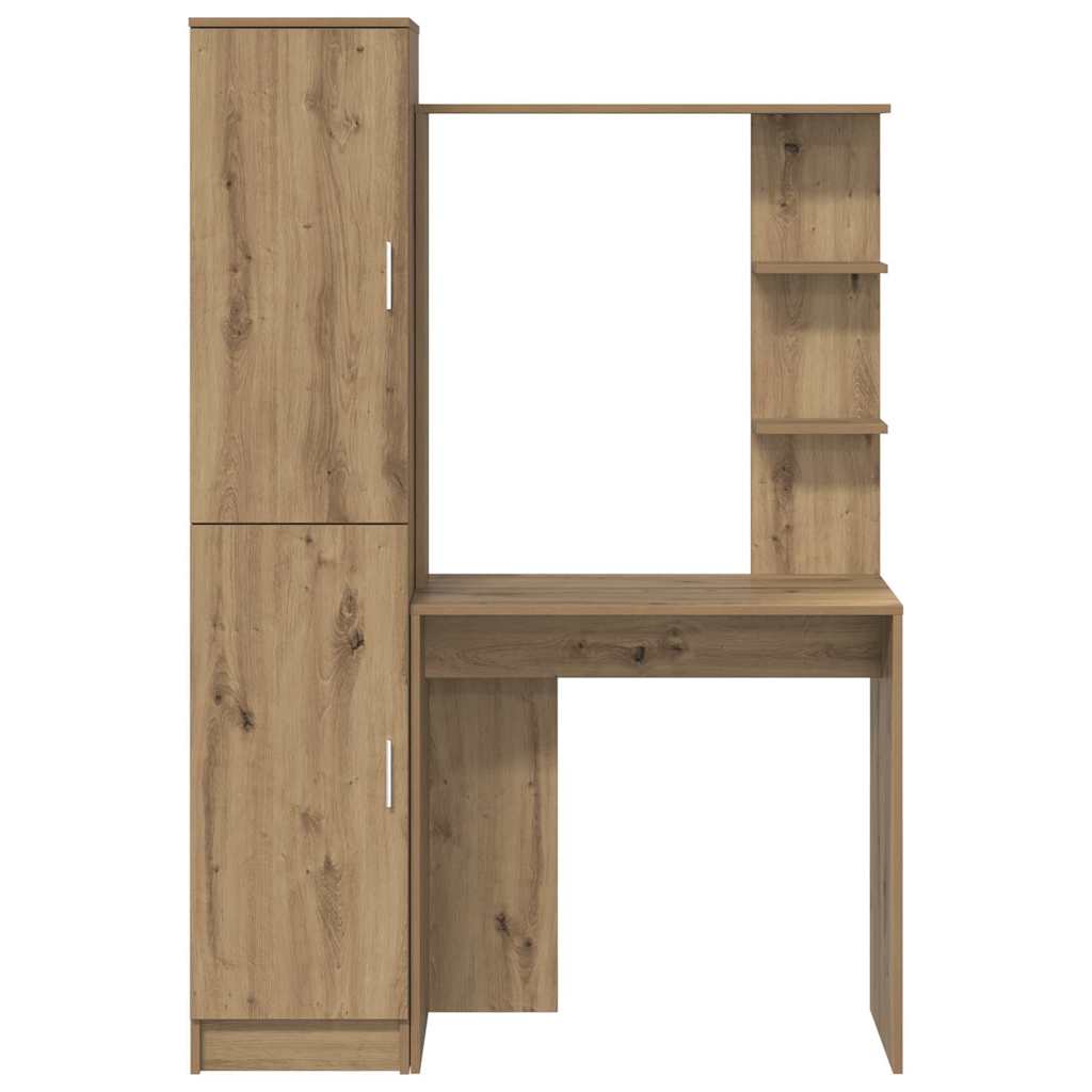 Bureau avec rangement avec étagère 2 pcs chêne artisanal