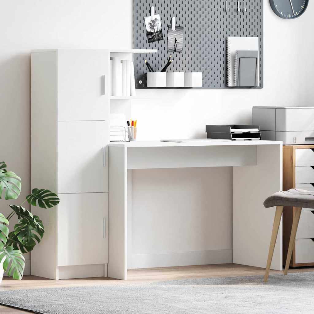 Bureau avec rangement avec porte 2 pcs Blanc 102 x 50 x 124 cm