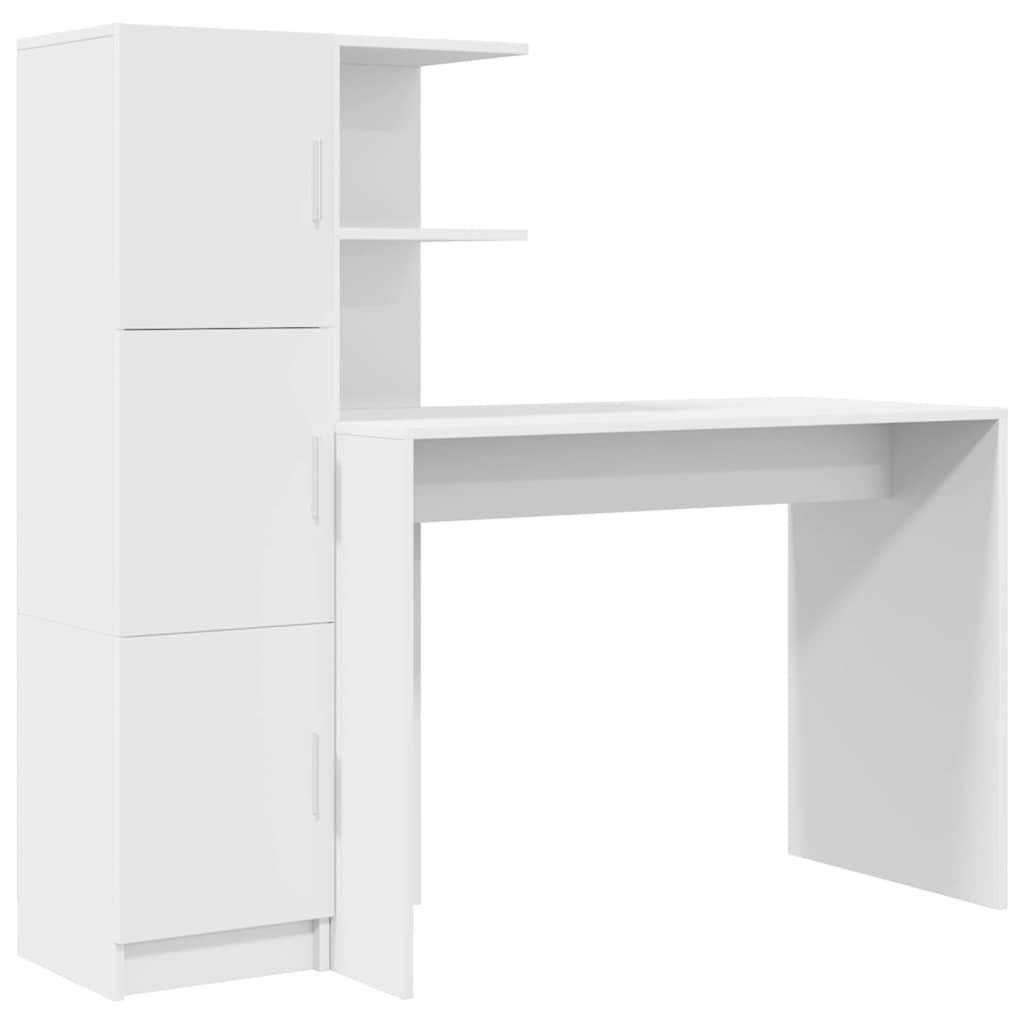 Bureau avec rangement avec porte 2 pcs Blanc 102 x 50 x 124 cm