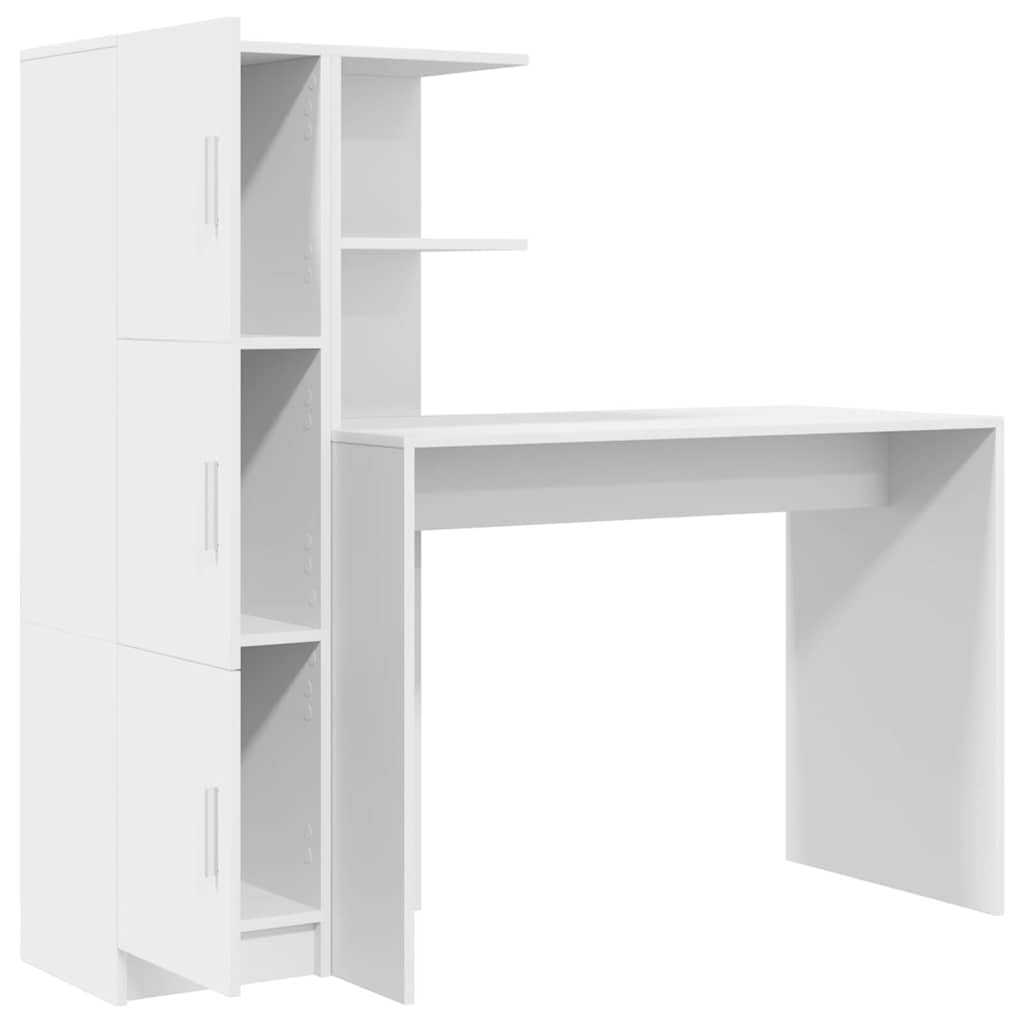 Bureau avec rangement avec porte 2 pcs Blanc 102 x 50 x 124 cm