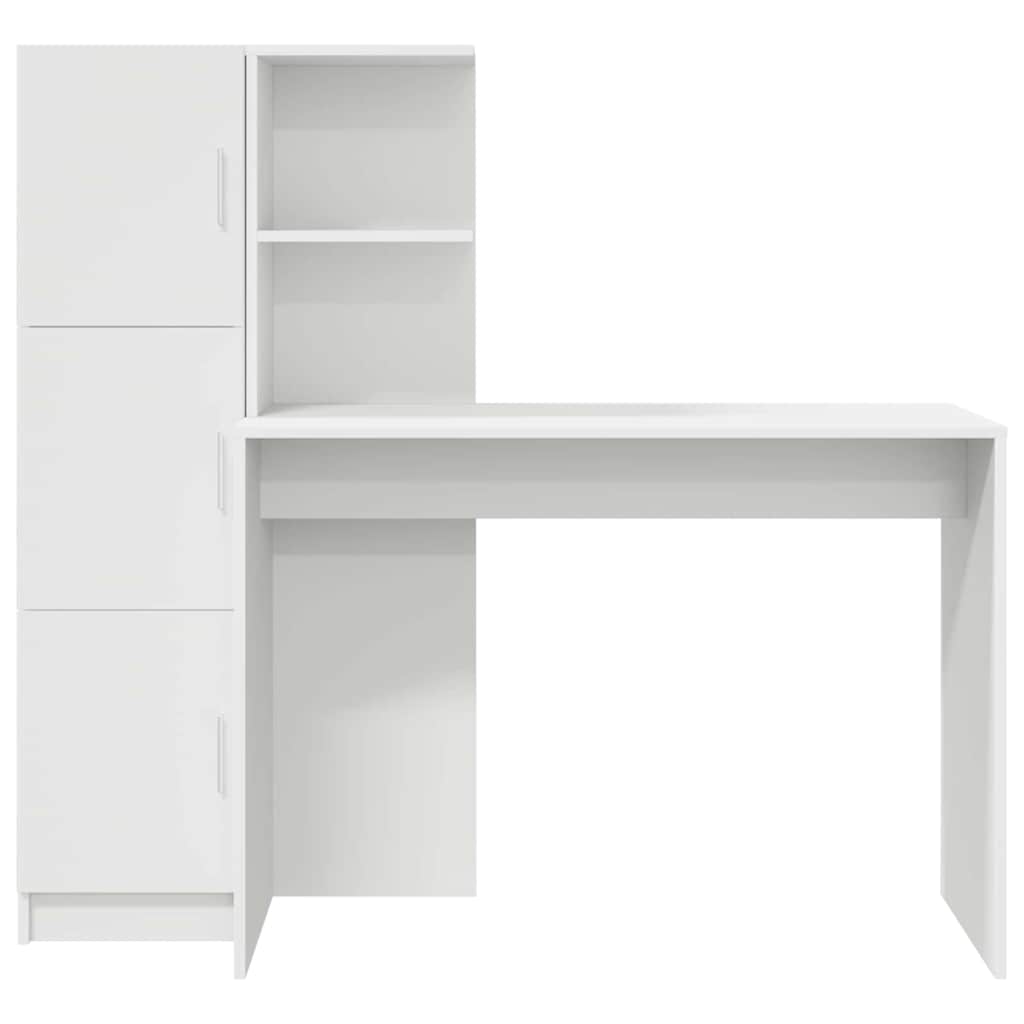 Bureau avec rangement avec porte 2 pcs Blanc 102 x 50 x 124 cm