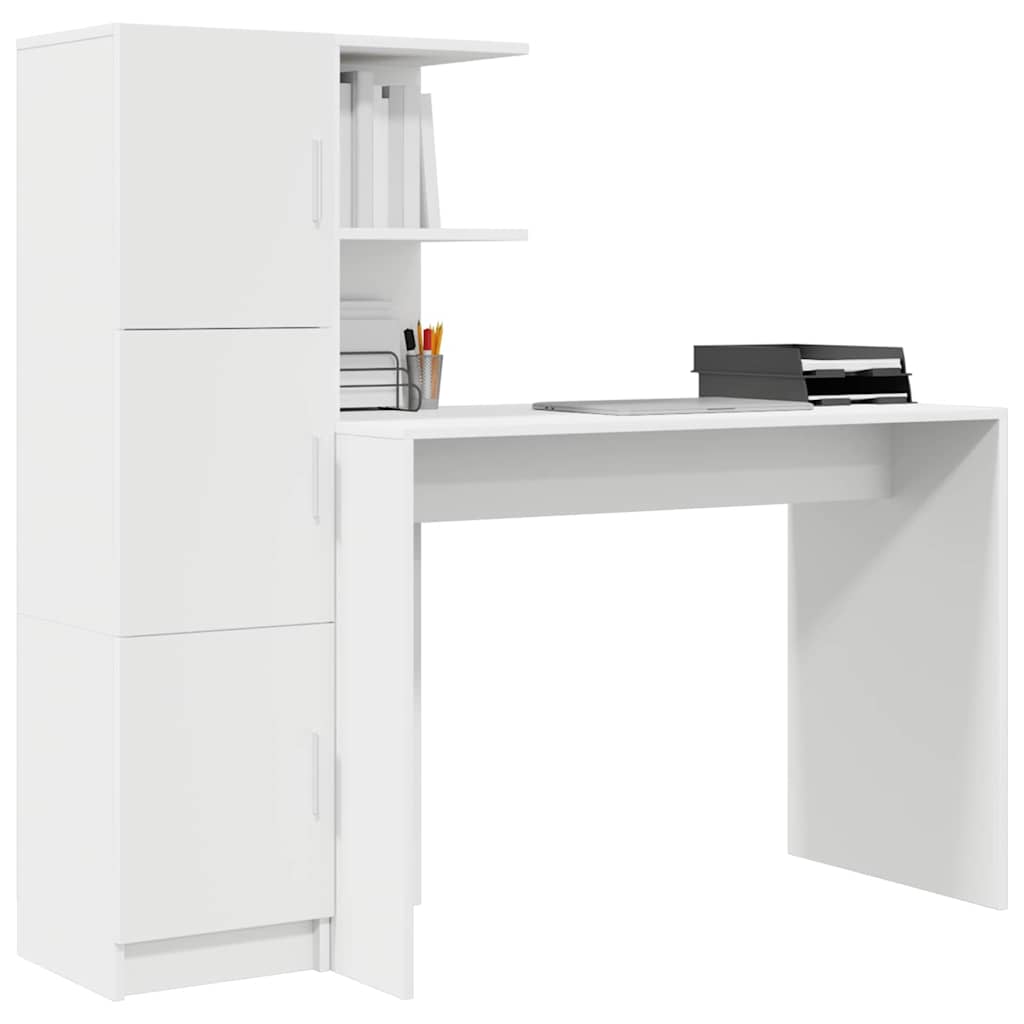 Bureau avec rangement avec porte 2 pcs Blanc 102 x 50 x 124 cm