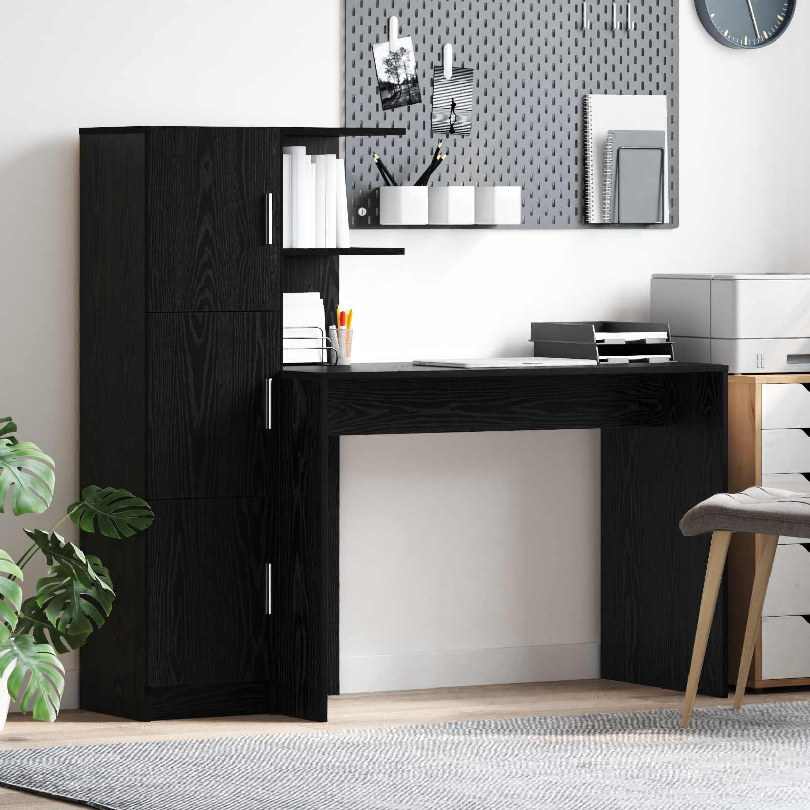 Bureau Chêne noir 133,5 x 50 x 124 cm 2 pc - XIOS