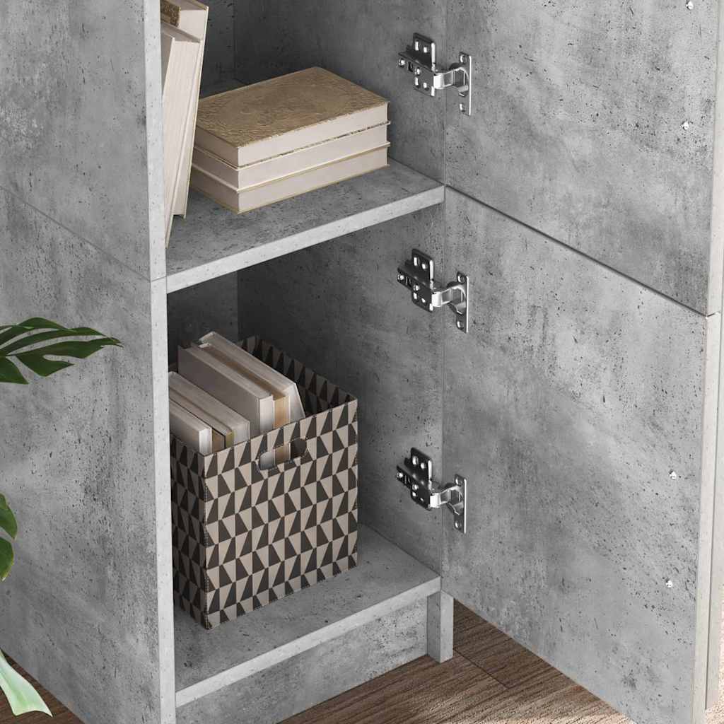 Bureau avec rangement 2 pcs Gris béton 102 x 50 x 124 cm