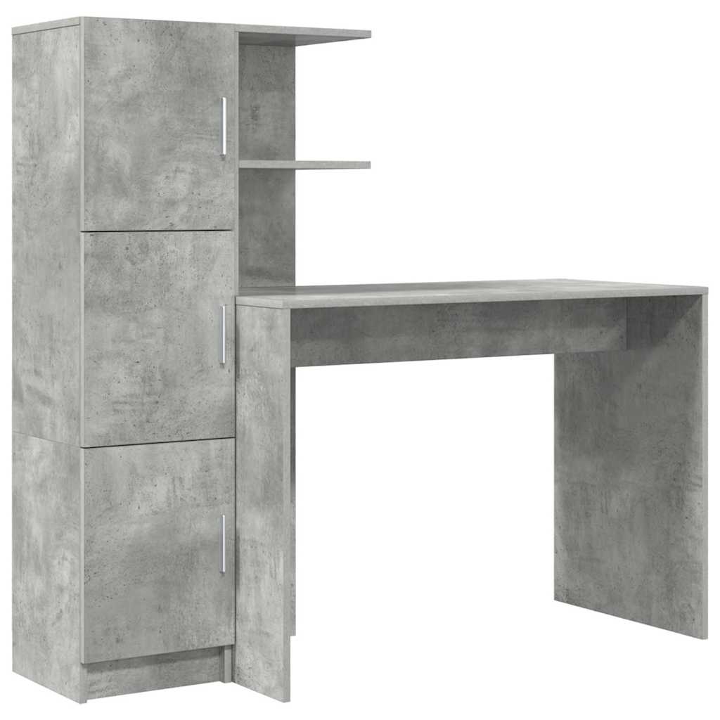 Bureau avec rangement 2 pcs Gris béton 102 x 50 x 124 cm