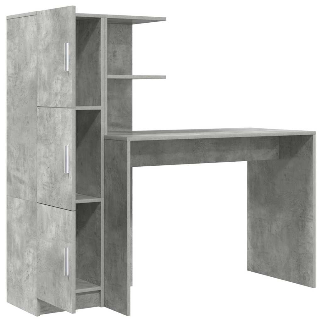Bureau avec rangement 2 pcs Gris béton 102 x 50 x 124 cm