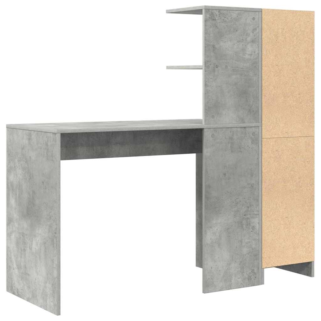 Bureau avec rangement 2 pcs Gris béton 102 x 50 x 124 cm