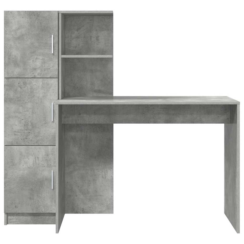 Bureau avec rangement 2 pcs Gris béton 102 x 50 x 124 cm