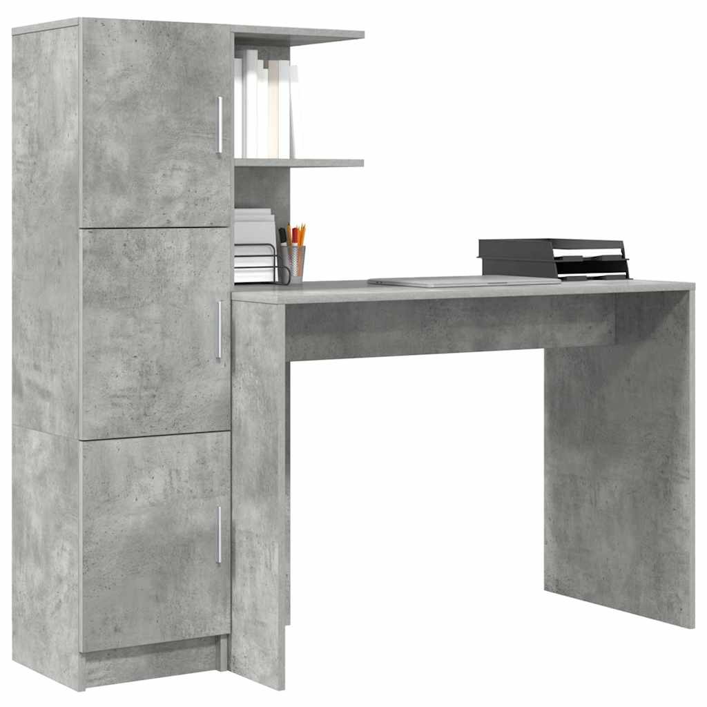 Bureau avec rangement 2 pcs Gris béton 102 x 50 x 124 cm