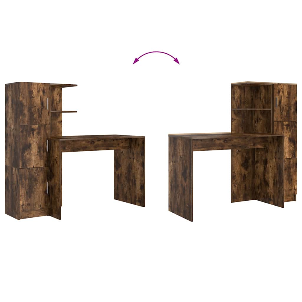Bureau avec rangement 2 pcs Chêne fumé 102 x 50 x 124 cm - XIOS