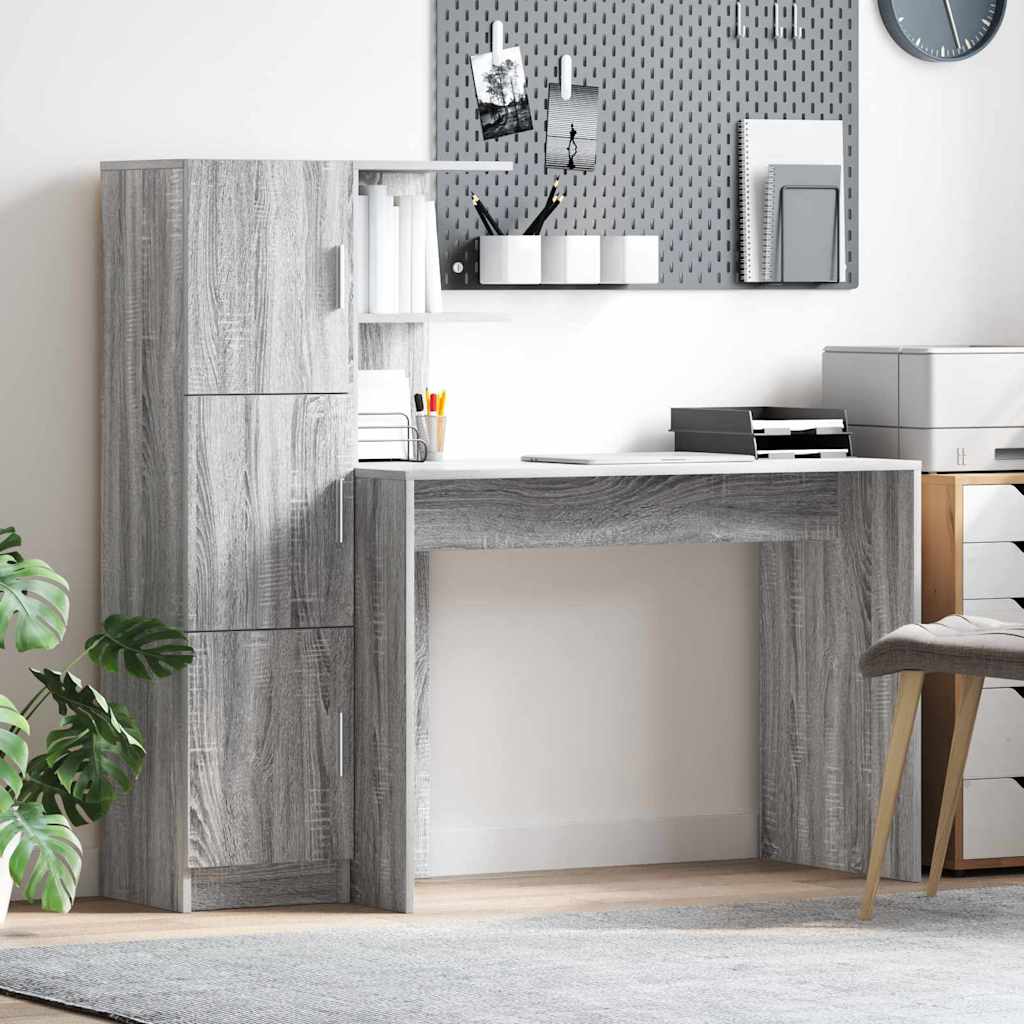Bureau avec rangement 2 pcs Sonoma gris 102 x 50 x 124 cm - XIOS