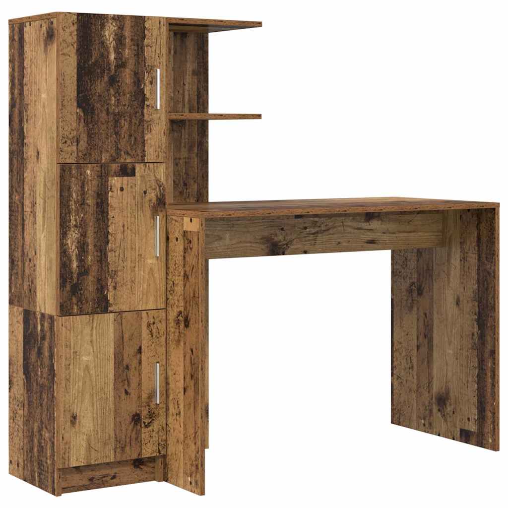 Bureau avec rangement 2 pcs Bois Ancien 102 x 50 x 124 cm