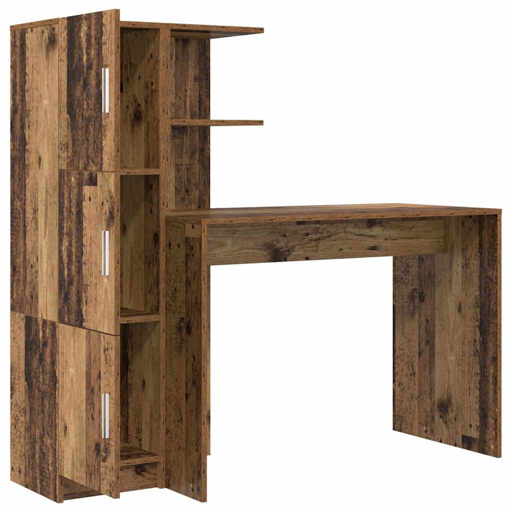 Bureau avec rangement 2 pcs Bois Ancien 102 x 50 x 124 cm