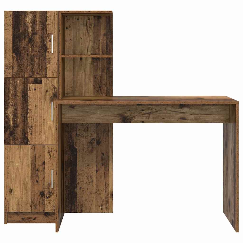 Bureau avec rangement 2 pcs Bois Ancien 102 x 50 x 124 cm