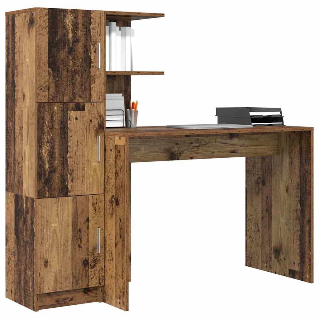 Bureau avec rangement 2 pcs Bois Ancien 102 x 50 x 124 cm