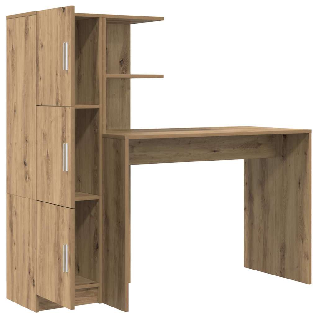 Bureau avec rangement 2 pcs chêne artisanal 102 x 50 x 124 cm