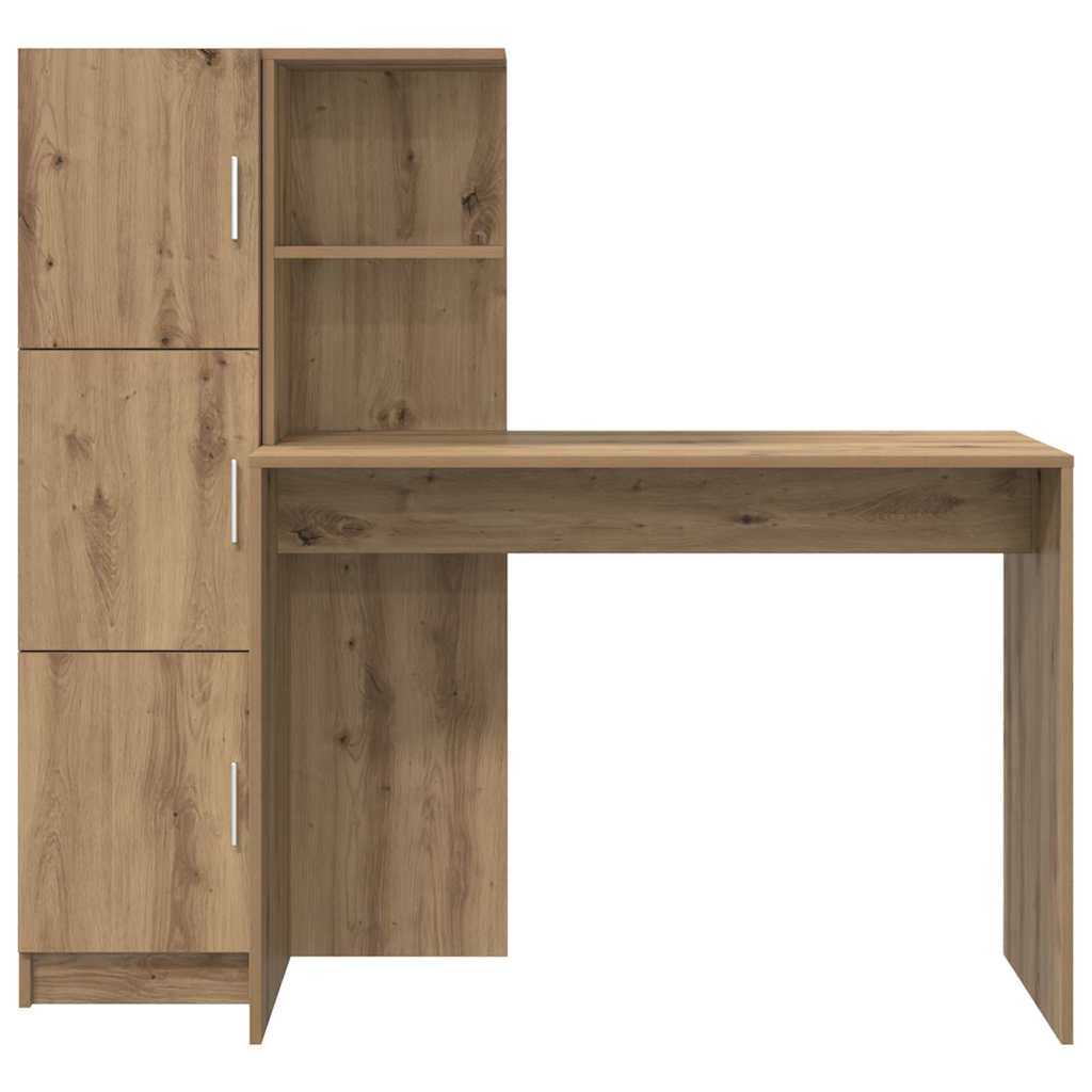 Bureau avec rangement 2 pcs chêne artisanal 102 x 50 x 124 cm