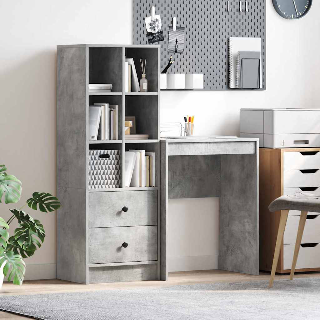 Bureau avec rangement 2 pcs Gris béton 45,5 x 34 x 127 cm - XIOS