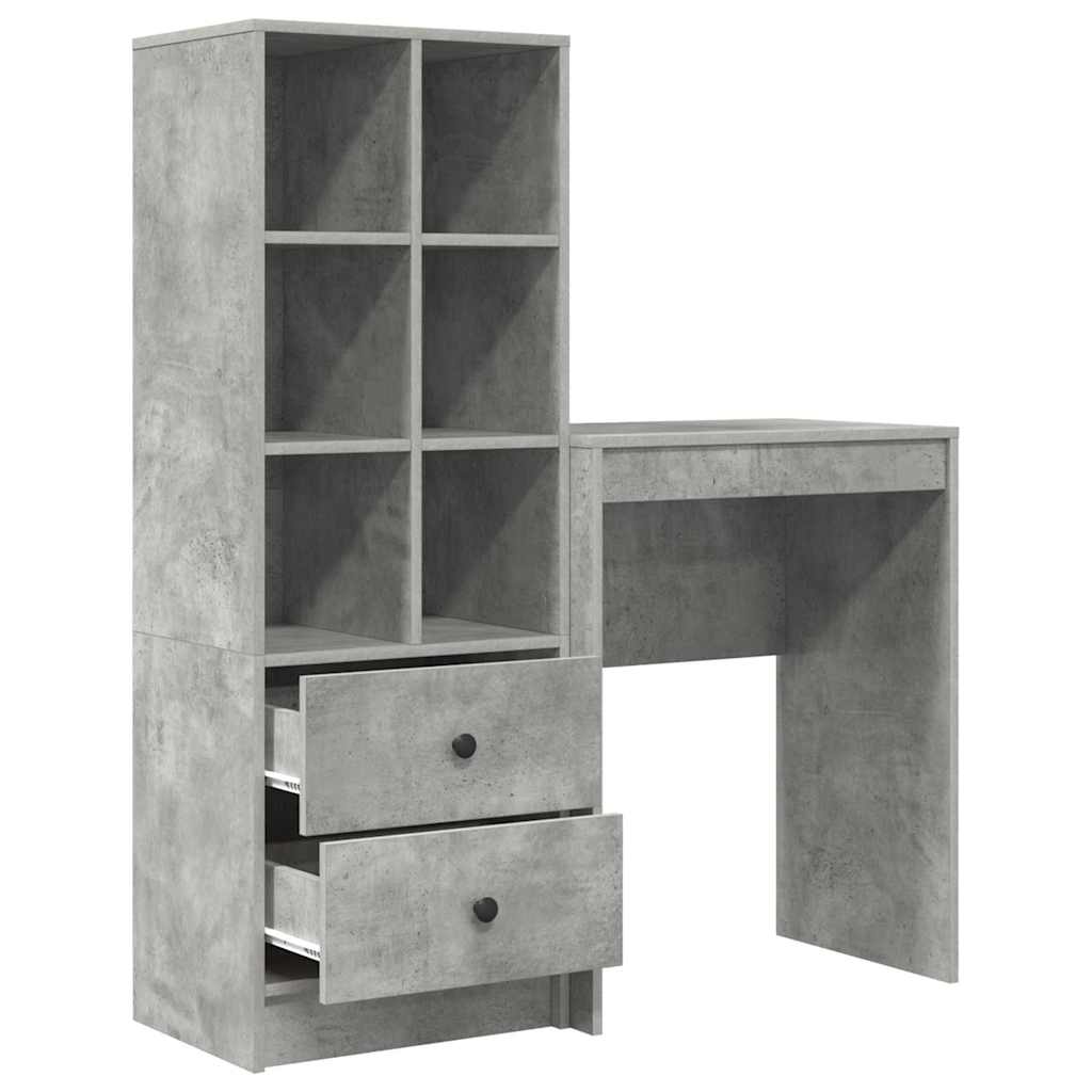 Bureau avec rangement 2 pcs Gris béton 45,5 x 34 x 127 cm - XIOS