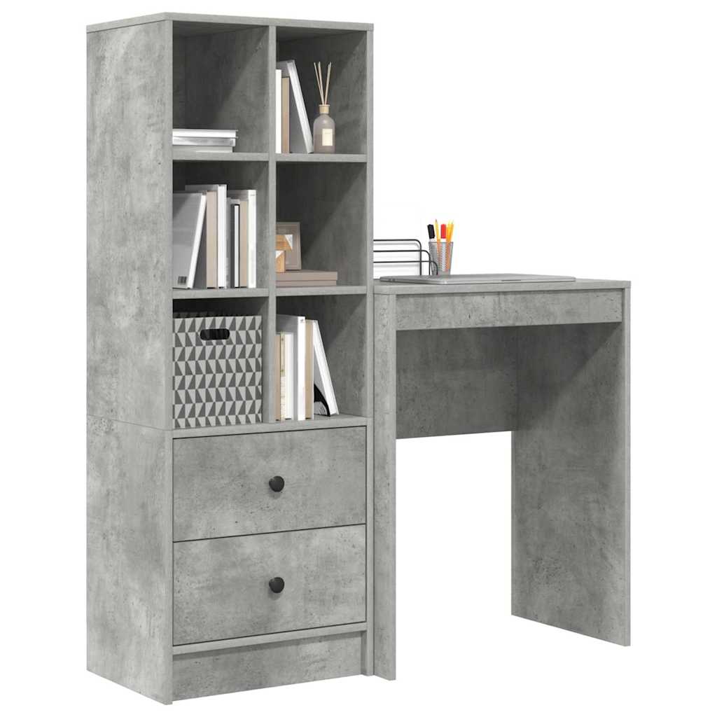 Bureau avec rangement 2 pcs Gris béton 45,5 x 34 x 127 cm - XIOS