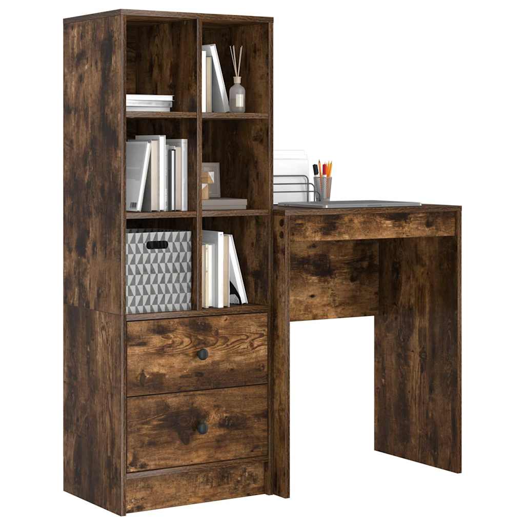 Bureau avec rangement 2 pcs Chêne fumé 45,5 x 34 x 127 cm - XIOS