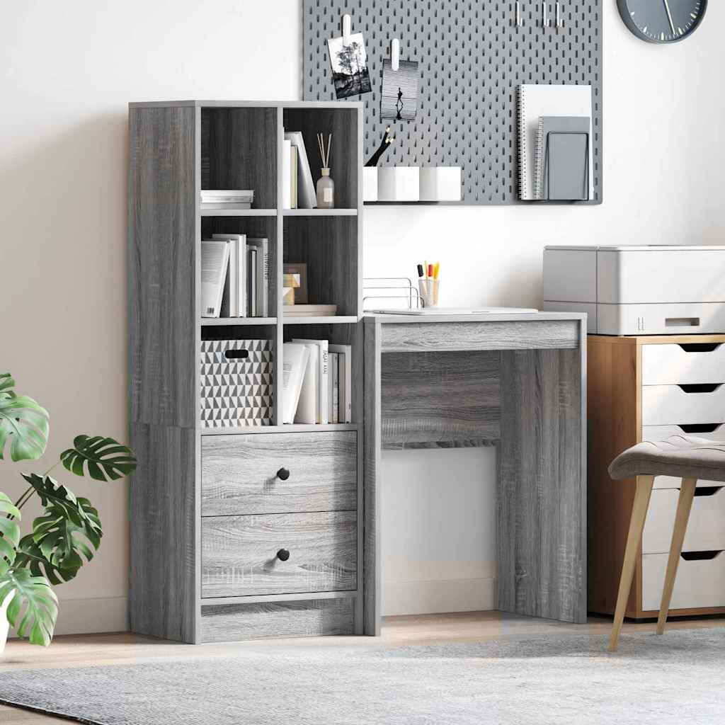 Bureau avec rangement 2 pcs Sonoma gris 45,5 x 34 x 127 cm - XIOS