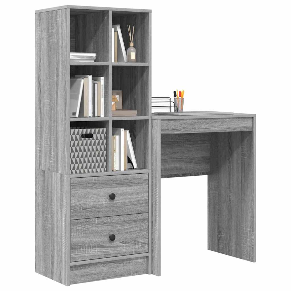 Bureau avec rangement 2 pcs Sonoma gris 45,5 x 34 x 127 cm - XIOS