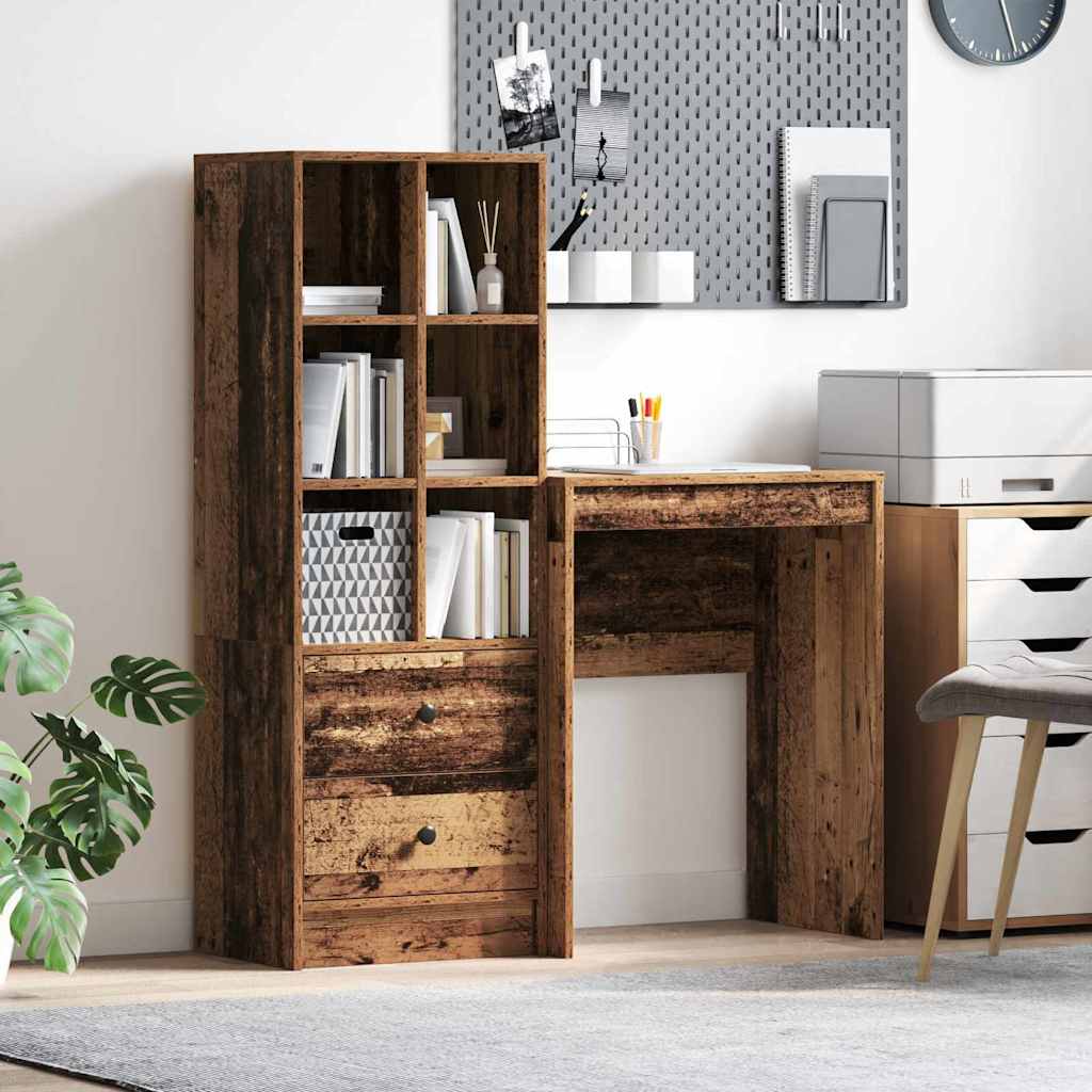 Bureau avec rangement 2 pcs Bois Ancien 45,5 x 34 x 127 cm - XIOS