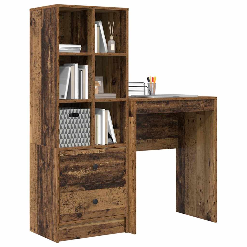 Bureau avec rangement 2 pcs Bois Ancien 45,5 x 34 x 127 cm - XIOS