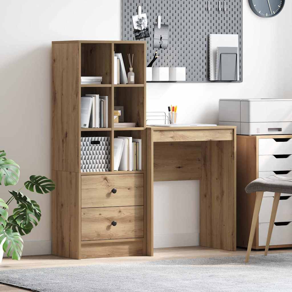 Bureau avec rangement 2 pcs chêne artisanal 45,5 x 34 x 127 cm - XIOS