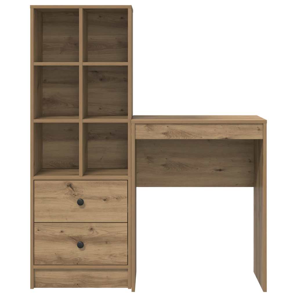 Bureau avec rangement 2 pcs chêne artisanal 45,5 x 34 x 127 cm - XIOS