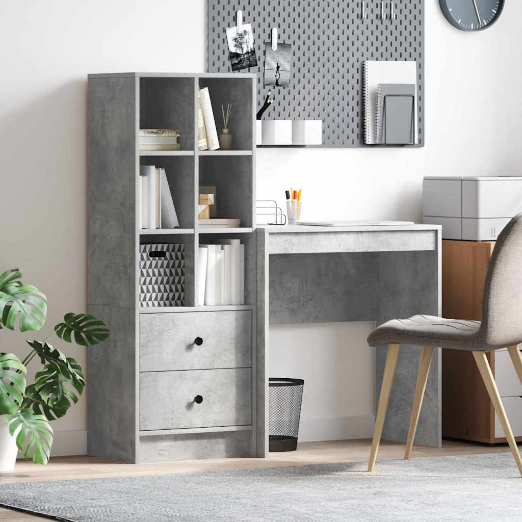 Bureau avec rangement 2 pcs Gris béton 70 x 40 x 76 cm - XIOS