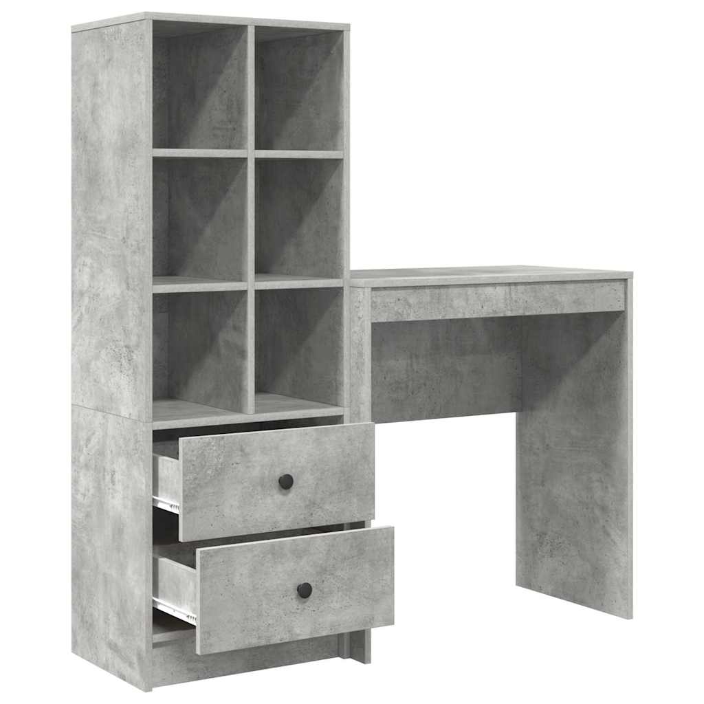 Bureau avec rangement 2 pcs Gris béton 70 x 40 x 76 cm - XIOS