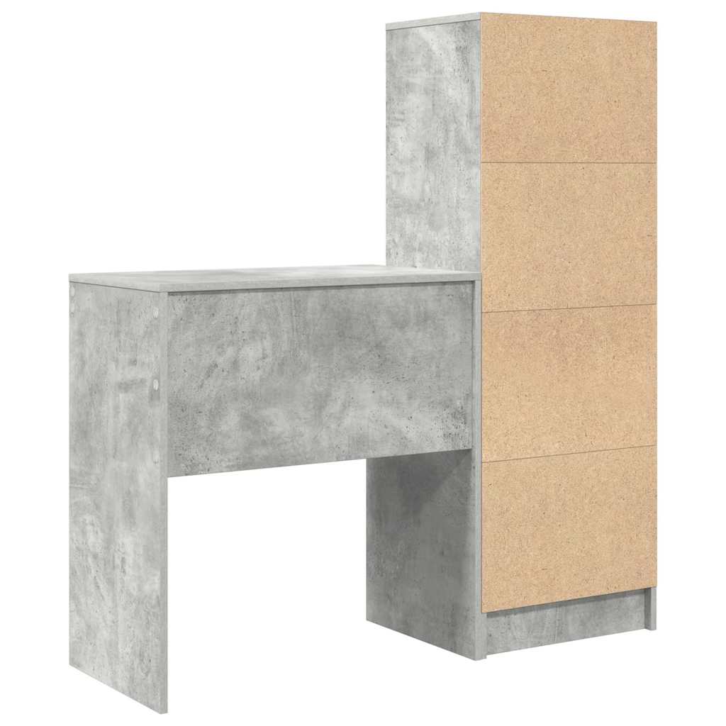 Bureau avec rangement 2 pcs Gris béton 70 x 40 x 76 cm - XIOS