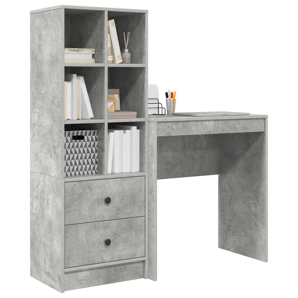 Bureau avec rangement 2 pcs Gris béton 70 x 40 x 76 cm - XIOS