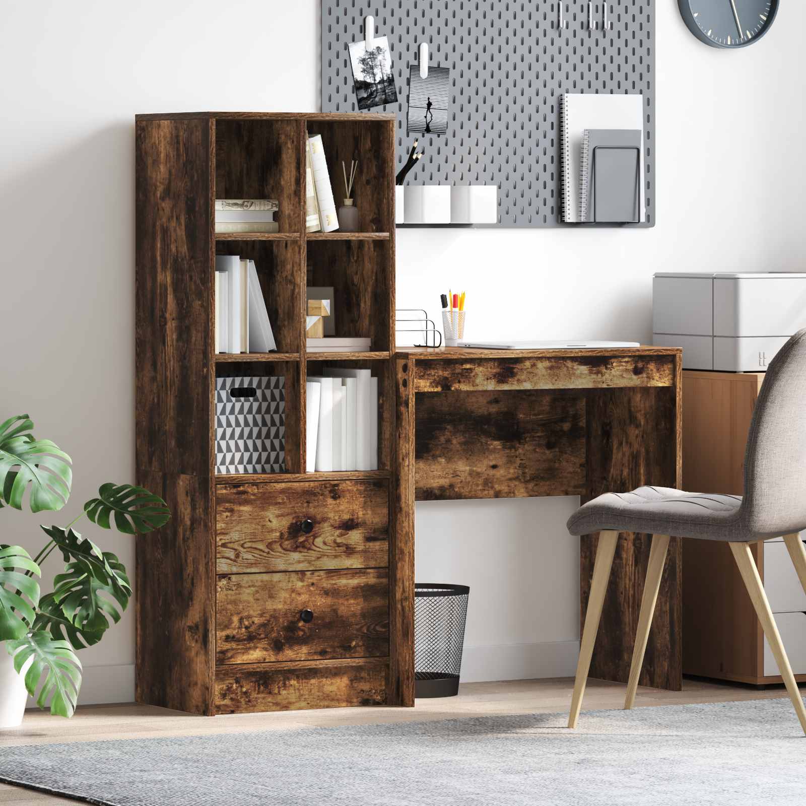 Bureau Chêne fumé 115,5 x 40 x 127 cm 2 pc - XIOS
