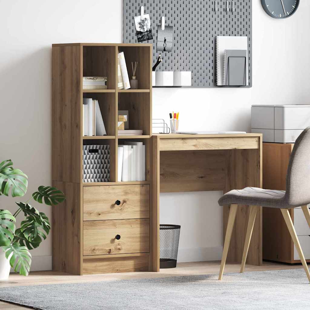 Bureau avec rangement 2 pcs chêne artisanal 70 x 40 x 76 cm - XIOS