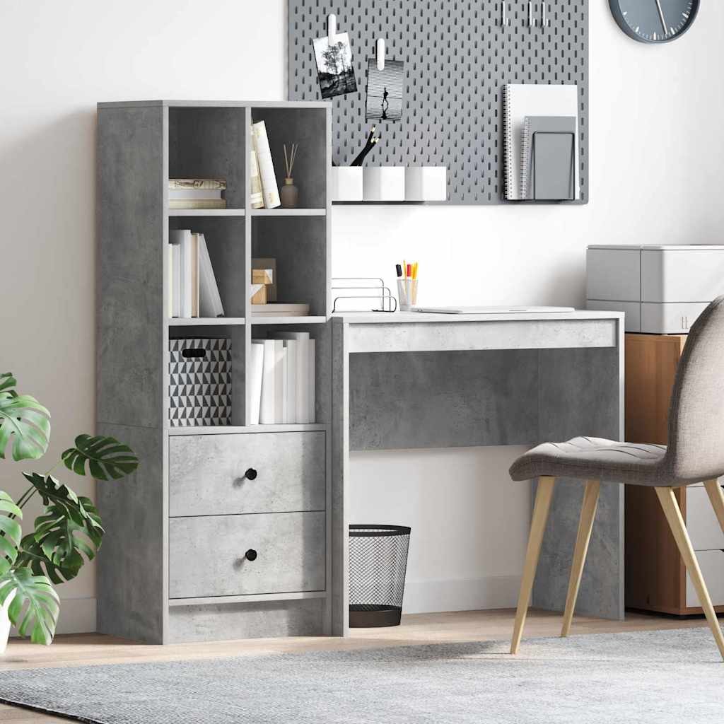 Bureau avec rangement 2 pcs Gris béton 80 x 40 x 76 cm - XIOS