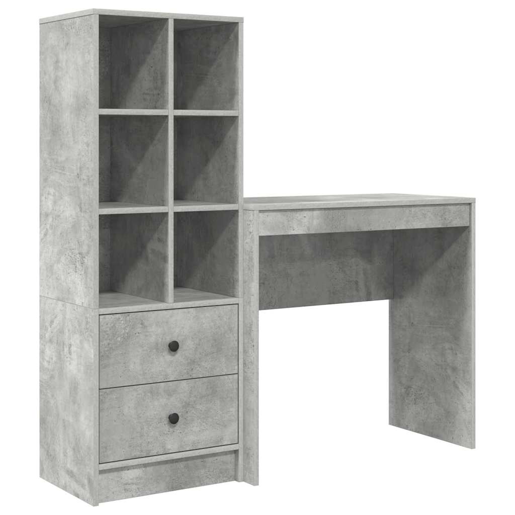 Bureau avec rangement 2 pcs Gris béton 80 x 40 x 76 cm - XIOS