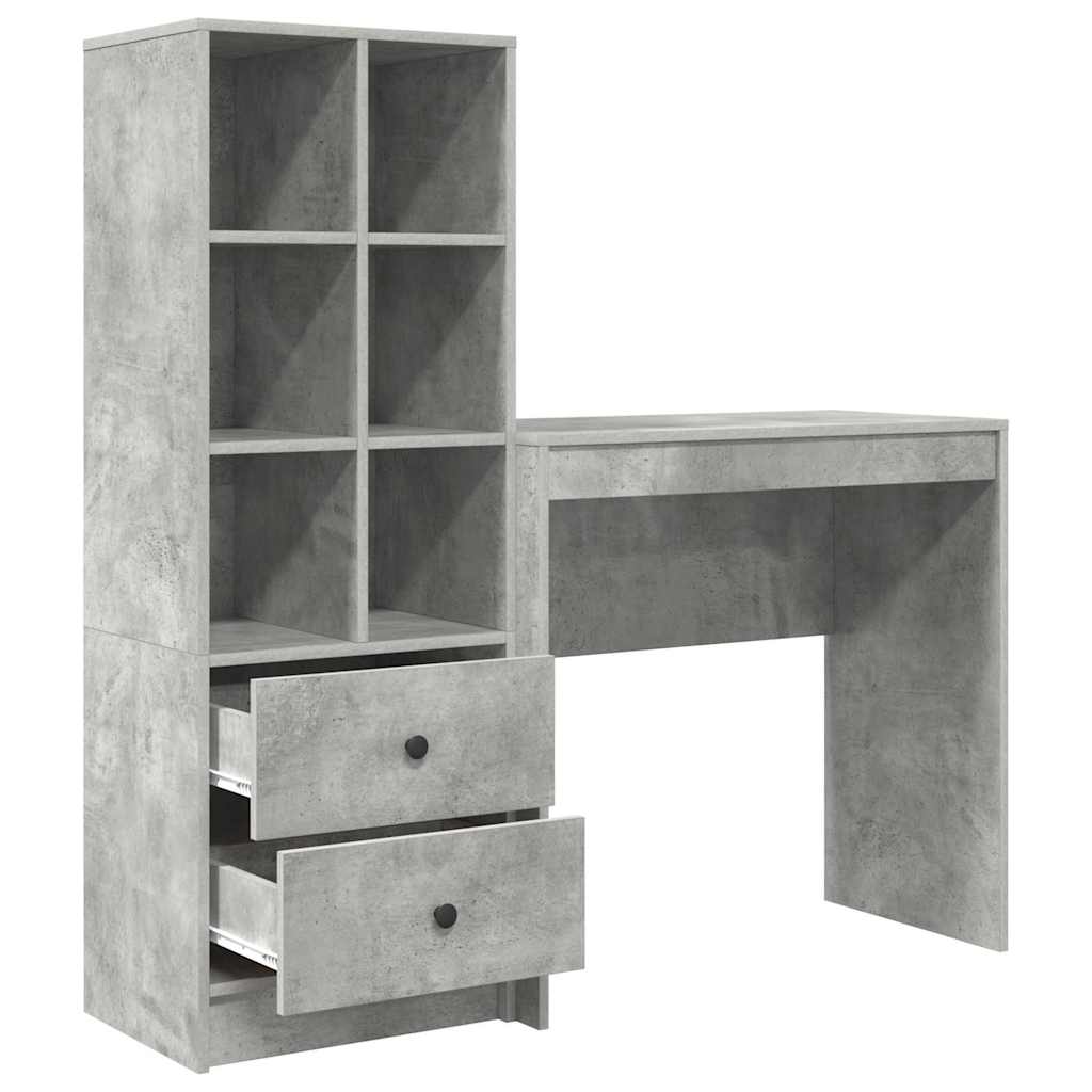 Bureau avec rangement 2 pcs Gris béton 80 x 40 x 76 cm - XIOS